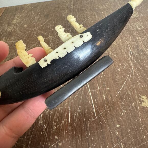 Vintage Japanese Hand Carved Dragon‎ Boat Barge Gondola Folk Art Trinket Decor - Picture 5 of 16